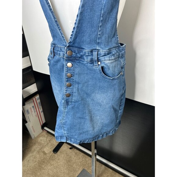 Denim Overall Dress With Pockets & Button Front By Day To Day Size M - Picture 3 of 7